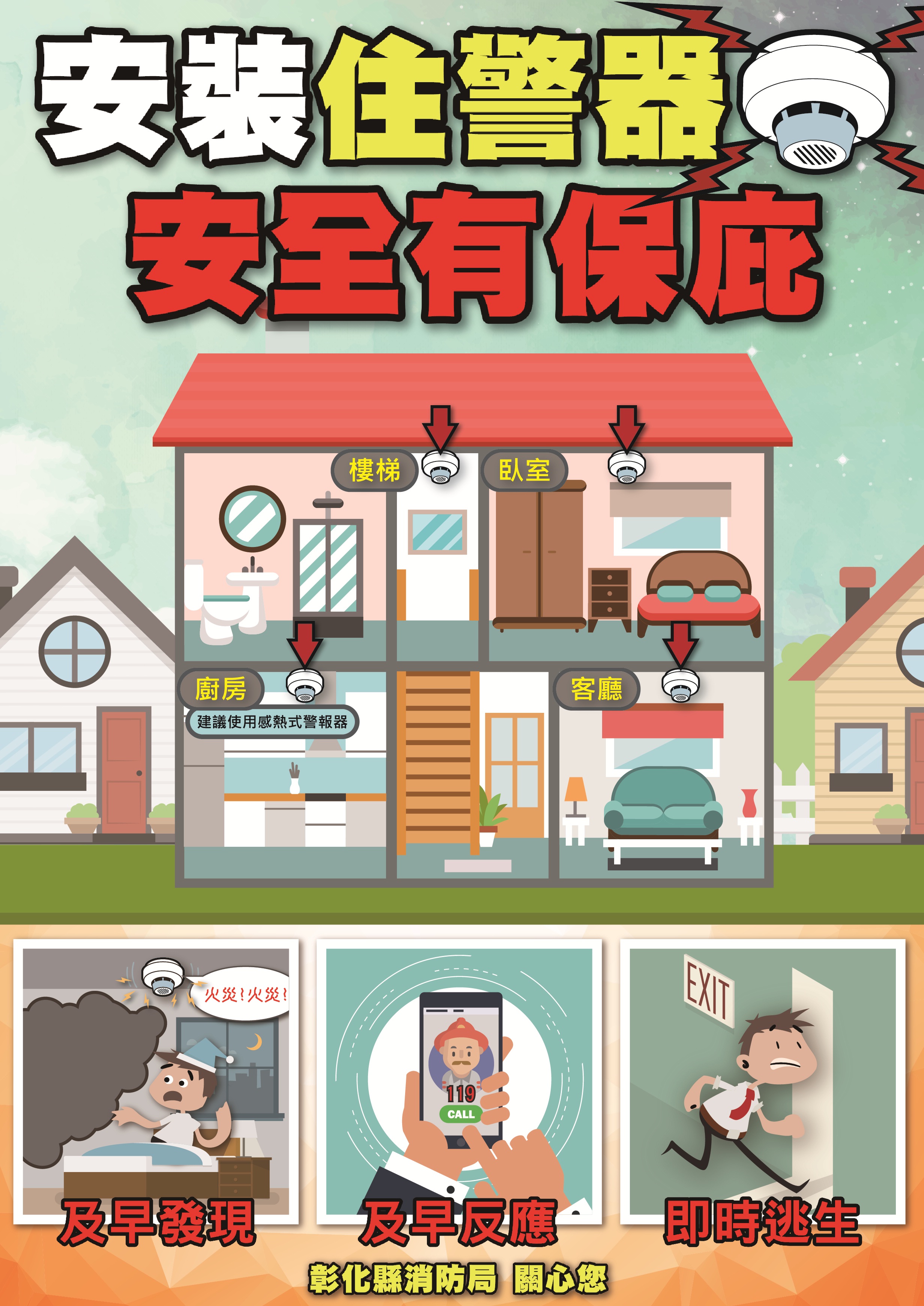 彰化縣消防局 業務職掌 災害預防科 住宅用火災警報器 彰化縣消防局 業務職掌 災害預防科 住宅用火災警報器